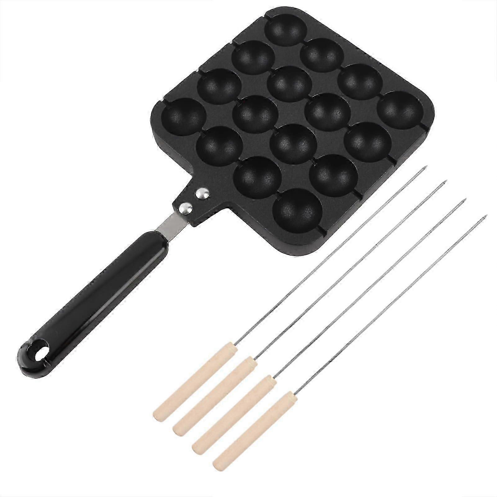 Antihaftbeschichtete Takoyaki-pfanne Aus Aluminiumguss, Geeignet Für Gasherde, Mit Hitzebeständigem Griff (qyslv)