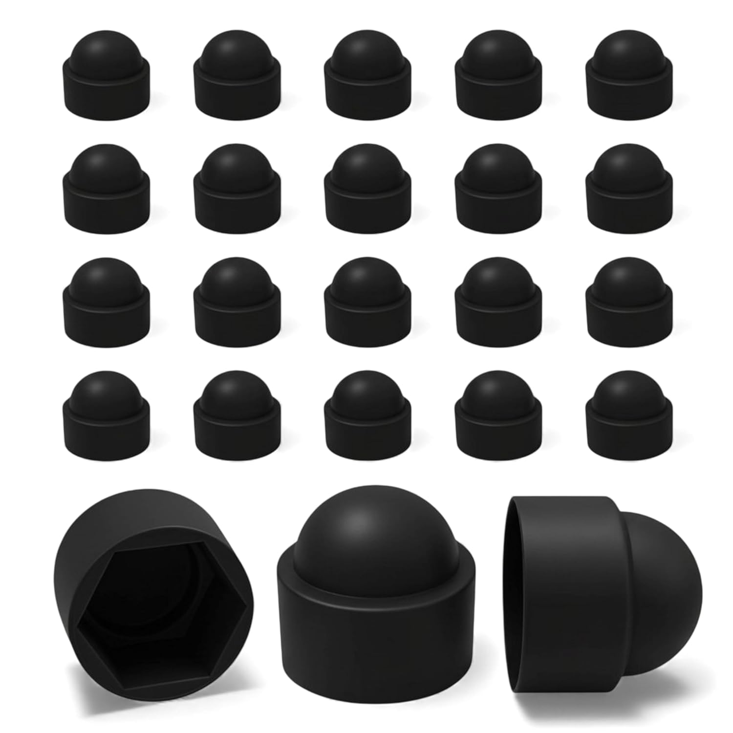 20 M4-mutternabdeckungen – 7-mm-schlüssel – Muttern- Und Schraubenabdeckungen – Robuste Schwarze Kunststoff-mutternabdeckungen – Dekorative Schraubenabdeckungen, Rostschutz Und Makellose Verarbeitung