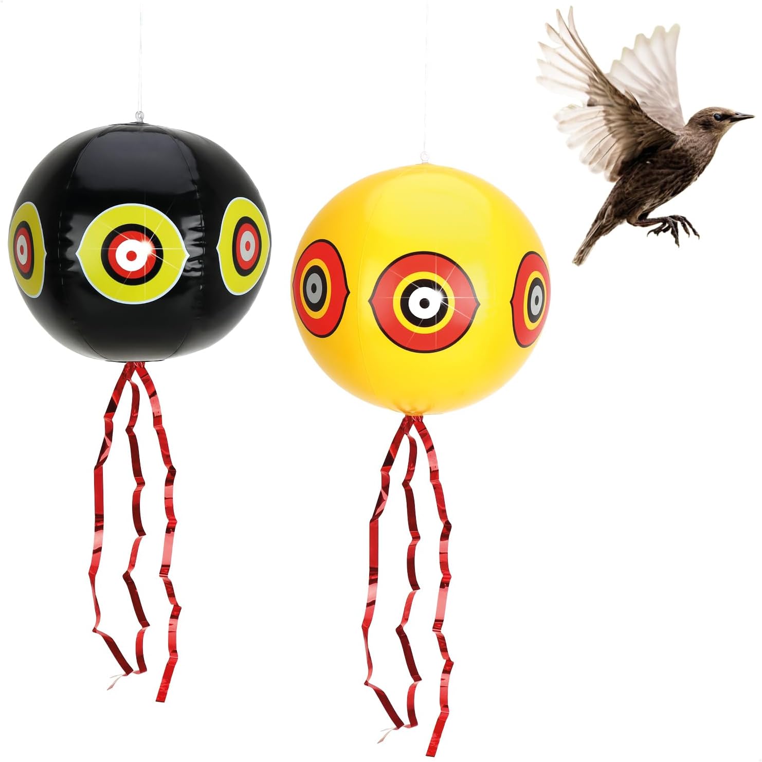 (2-teilig - Ballon) Vogelscheuche Mit Hängenden Augen Und Knisternden Streifen - Vogelscheuche Kompatibel Mit Staren, Krähen, Dohlen Und Tauben