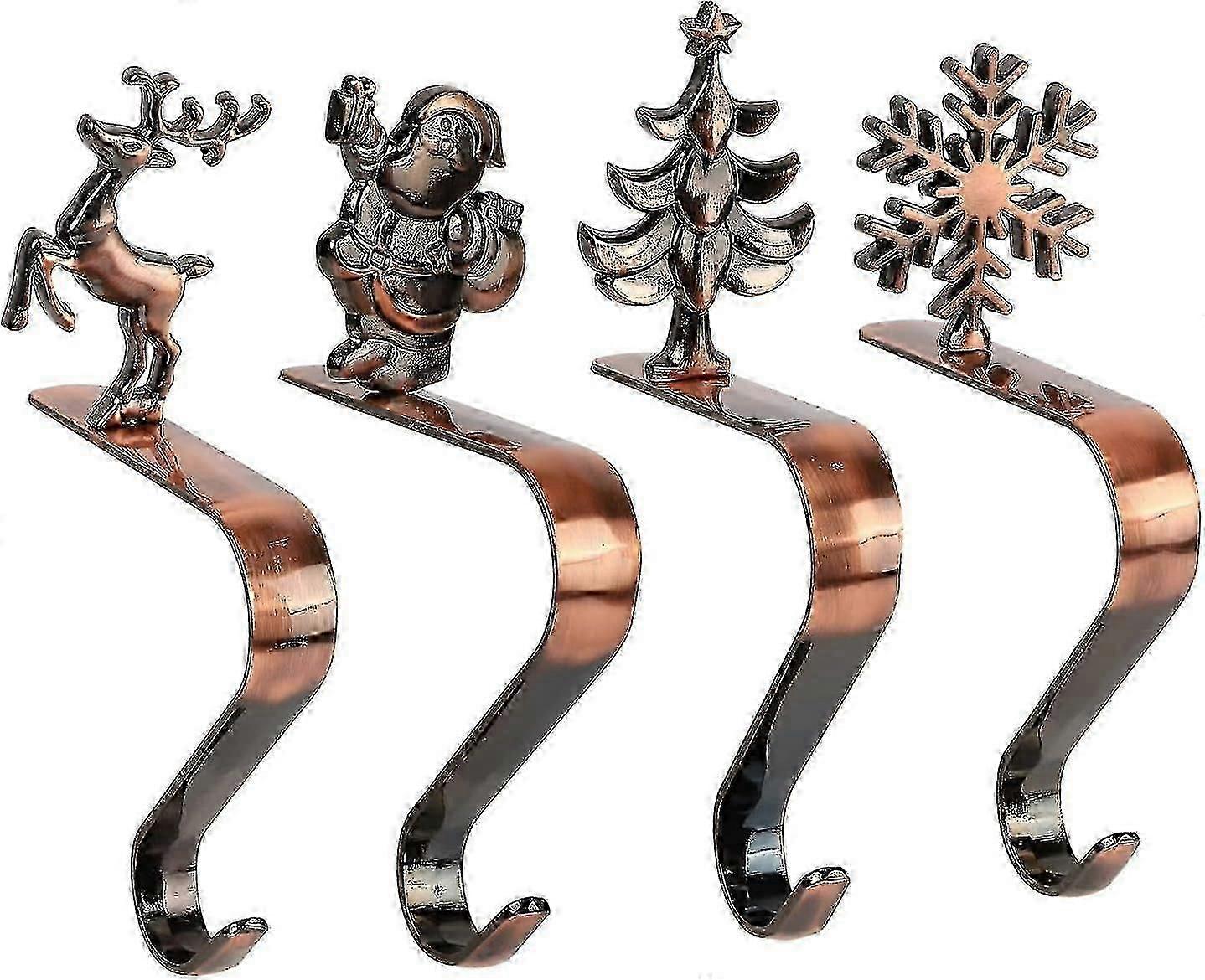 4er-set Weihnachtsstrumpfhalter, Kompatibel Mit Kaminen – Rutschfeste Metallhalterungen, Aufhängehaken, Weihnachtsdekorationen, Mit Baum