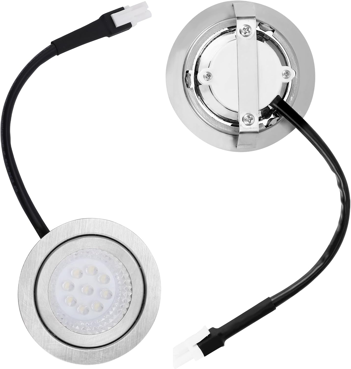 Set Mit 2 Einbaulampen Für Dunstabzugshauben, 12v Dc 6500k Led In Edelstahl, Kompatibel Mit Küchenherden.