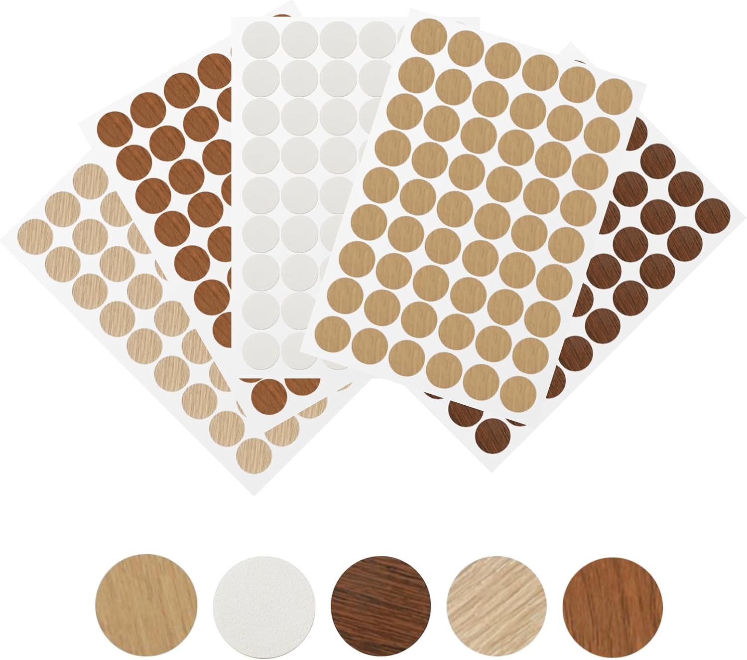 Packung Mit 270 Selbstklebenden, Runden Schraubkappen, Passend Für 21-mm-bohrlöcher, Mit Holzmaserung. Geeignet Für Möbel, Schränke Und Holzreparaturen.
