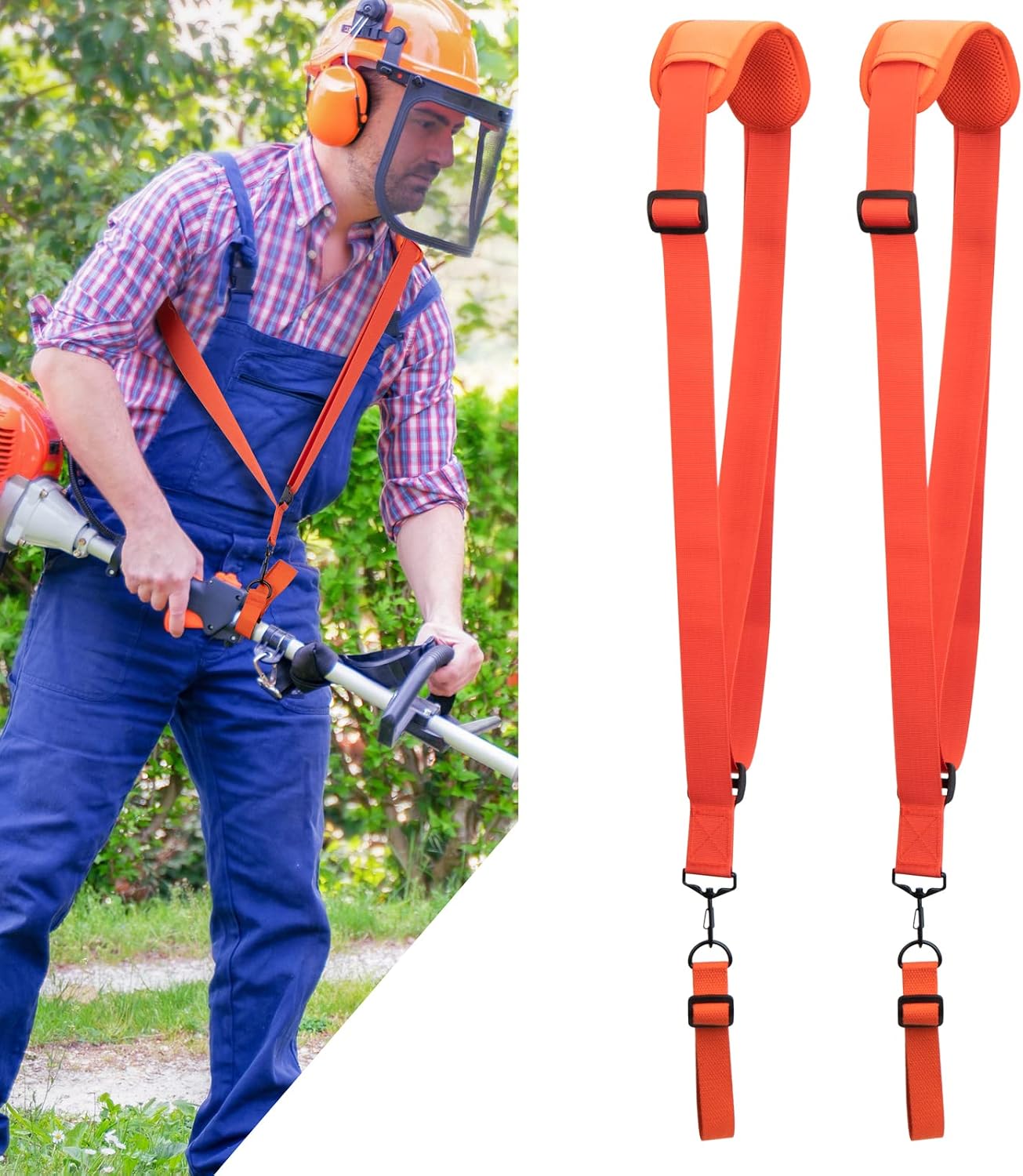 Freischneider-tragegurt – Ein-schulter-tragegurt Mit Robustem, Verstellbarem Nylongurt. Kompatibel Mit Stihl Fs Und Km Freischneidern (2-teilig). 2 Orangefarbene Gurte.