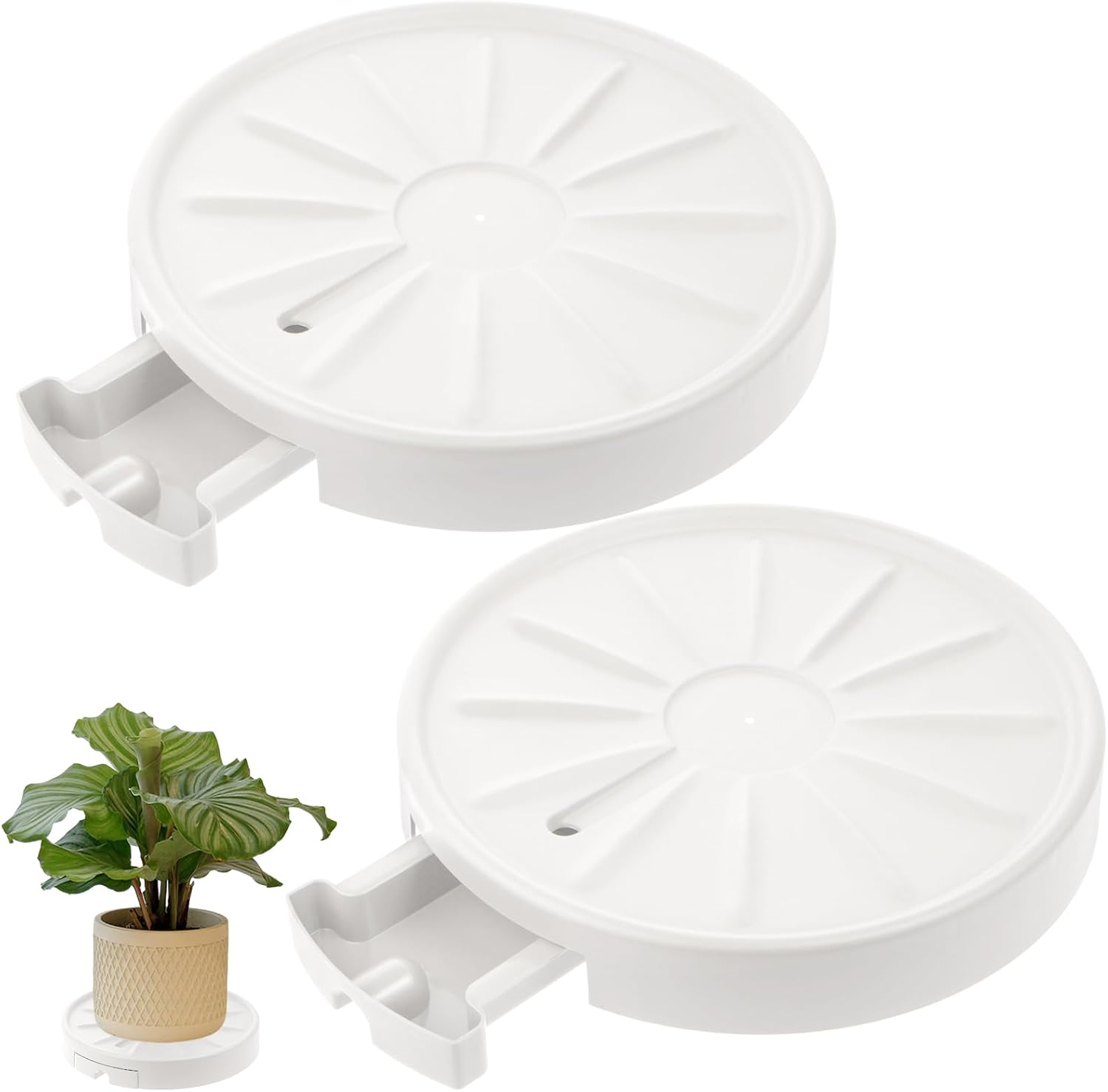 Set Aus 2 Großen 33-cm-pflanzenrollen Mit 360°-unsichtbaren Rollen. Geeignet Für Den Innen- Und Außenbereich, Große Blumentöpfe, Terrasse, Maximale Traglast 181,4 Kg.