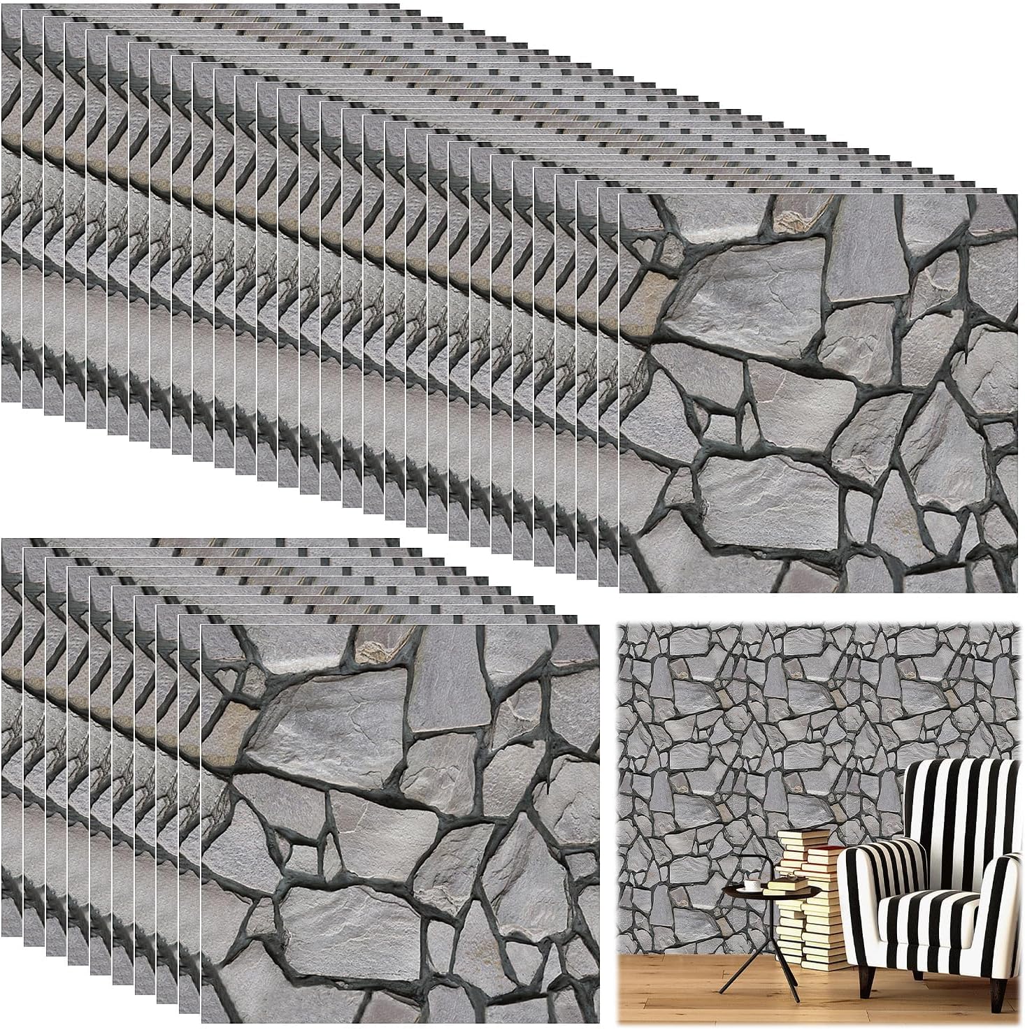 Set Mit 40 Selbstklebenden 3d-pvc-wandfliesen, 30 X 30 Cm, Wasserfeste, Selbstklebende Ziegelsteintapete, Dekorative Wandpaneele, Geeignet Für Türen, Wände, Schlafzimmer Und Küchen