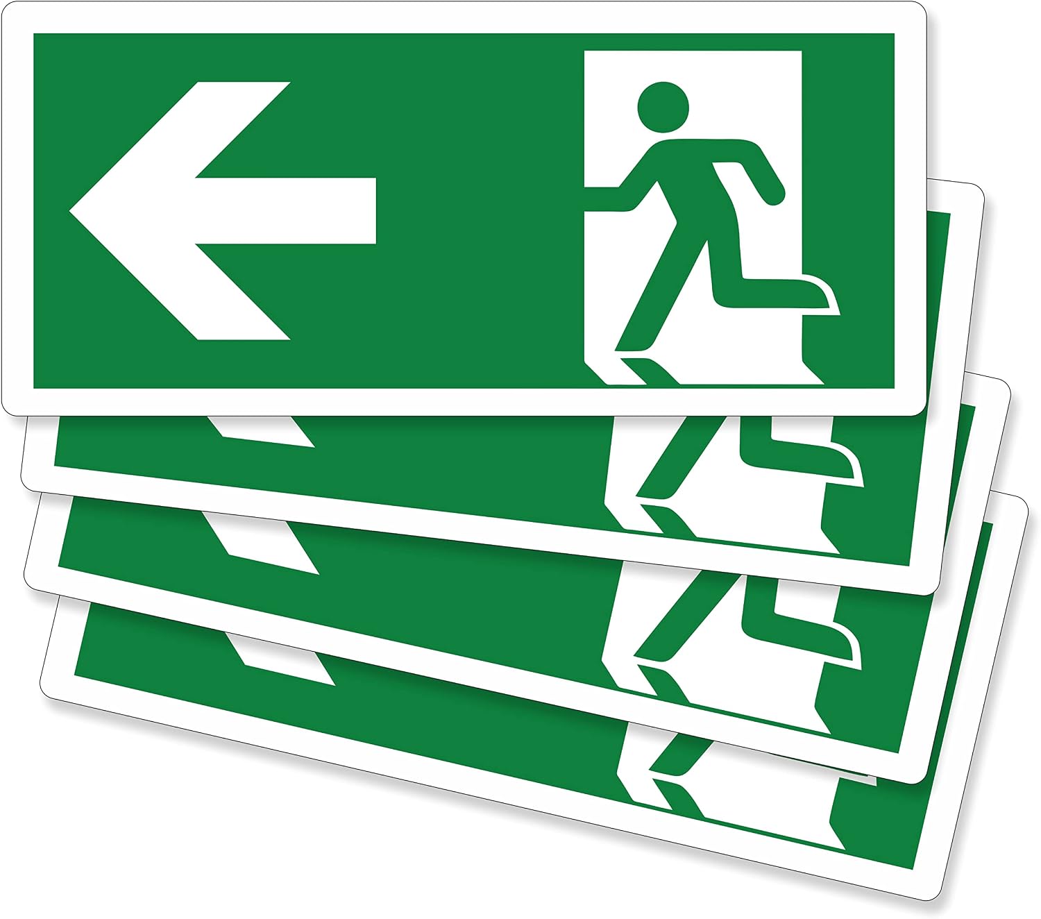Notausgangsschilder, Geeignet Für Linkshänder, Aus Strapazierfähigem, Selbstklebendem Pvc, Für Den Innen- Und Außenbereich Geeignet (29 X 13 Cm) (4 Ausgänge Links)