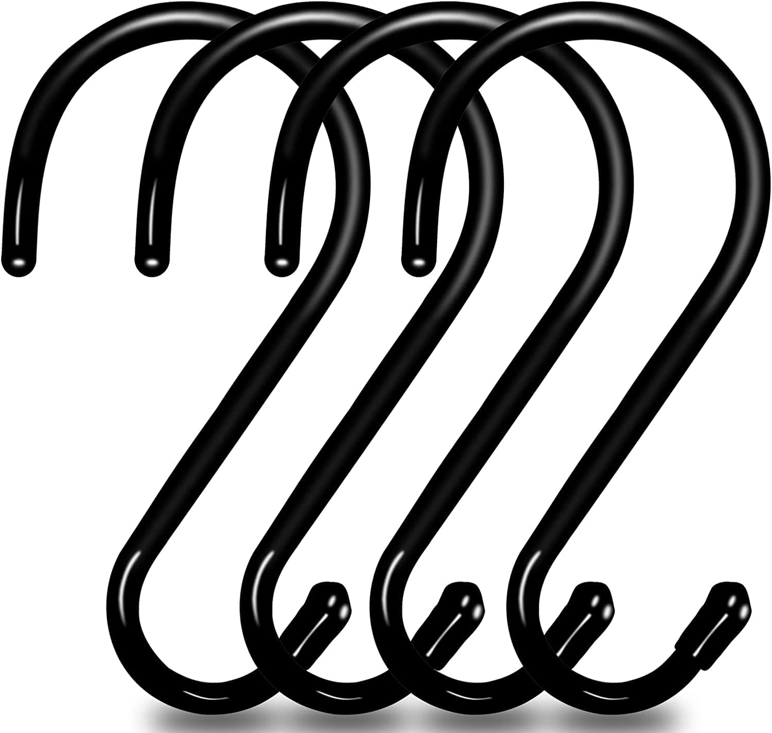 Set Mit 4 Großen, Robusten 15 Cm S-haken, Schwarz Gummierte Metall-s-haken Zum Aufhängen, Für Küche, Bad, Schlafzimmer Oder Büro [nx]