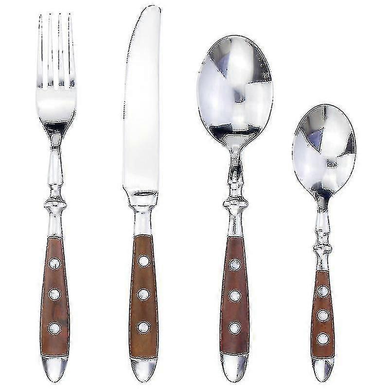 Klassisches Und Elegantes Besteck Aus Kunstharz, Nieten, Griffe, Edelstahl, 4-in-1-set Im Western-stil, Feines Besteck, Porzellan, Das Mit Dem Haushalt Kompatibel Ist