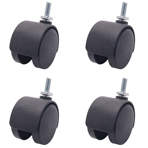 6 Mm Gewindeschaft, 40 Mm Doppellenkrolle, Schwarz [nx]