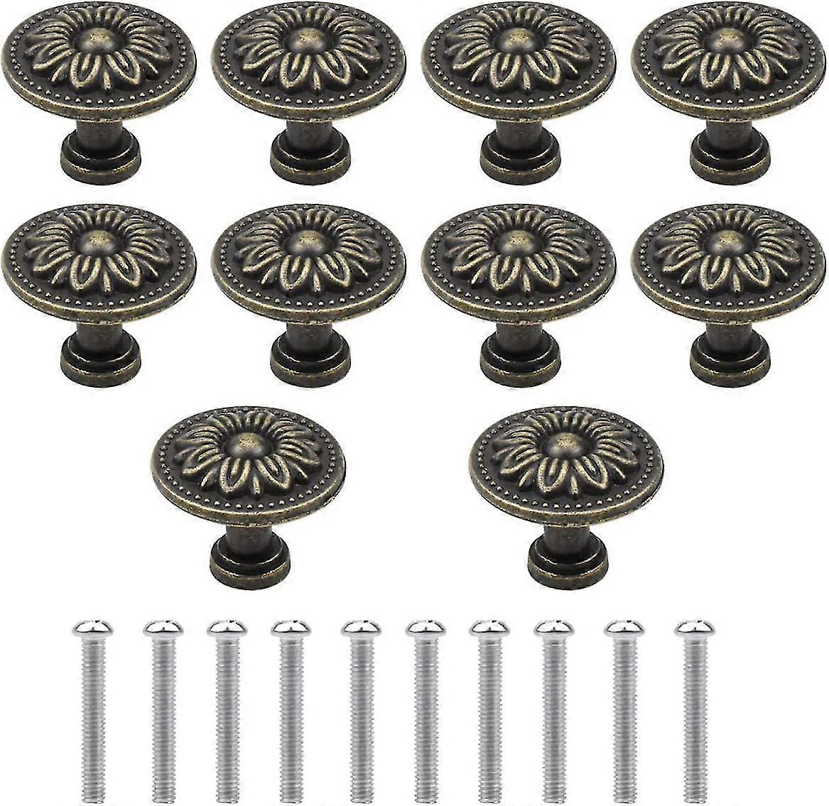 Vintage-schubladenknöpfe Aus Bronze, 32 Mm Retro-schubladengriffe, Schranktürknöpfe, Möbelknöpfe, Kommodenknöpfe, Schubladenknöpfe, 10er-set