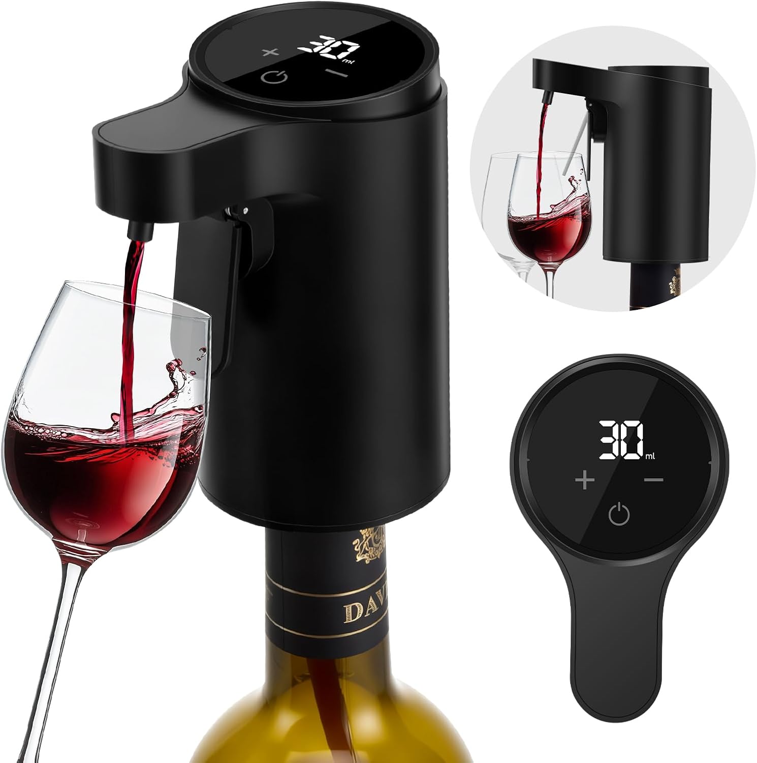 Elektrischer Weindekanter (schwarz), Weinbelüfter/ausgießer, Einhandpumpe, Auch Für Whisky Geeignet, Automatischer Weinausgießer Mit Ein-knopf-bedienung, Ideales Geburtstagsgeschenk Für Die Familie
