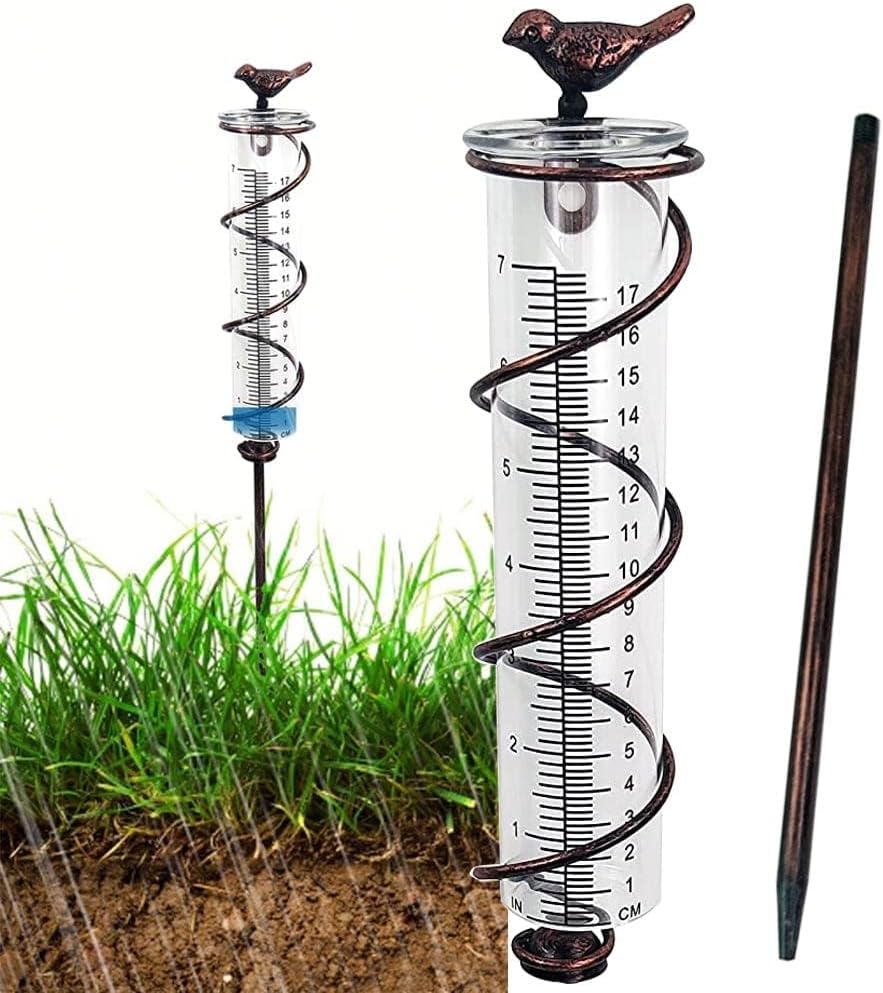 Regenmesser (17 Cm), Frostbeständiger Regenmesser Für Den Außenbereich, Gartenregenmesser, Glasregenmesser Mit Ständer, Regenmessgerät, Dekorativer Regenmesser Für Garten Und Hof