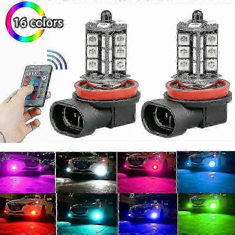 Rgb-led-lampen Mit 16 Farben, H11/h8/h9, Mit Drahtloser Fernbedienung, Kompatibel Mit Nebelscheinwerfern