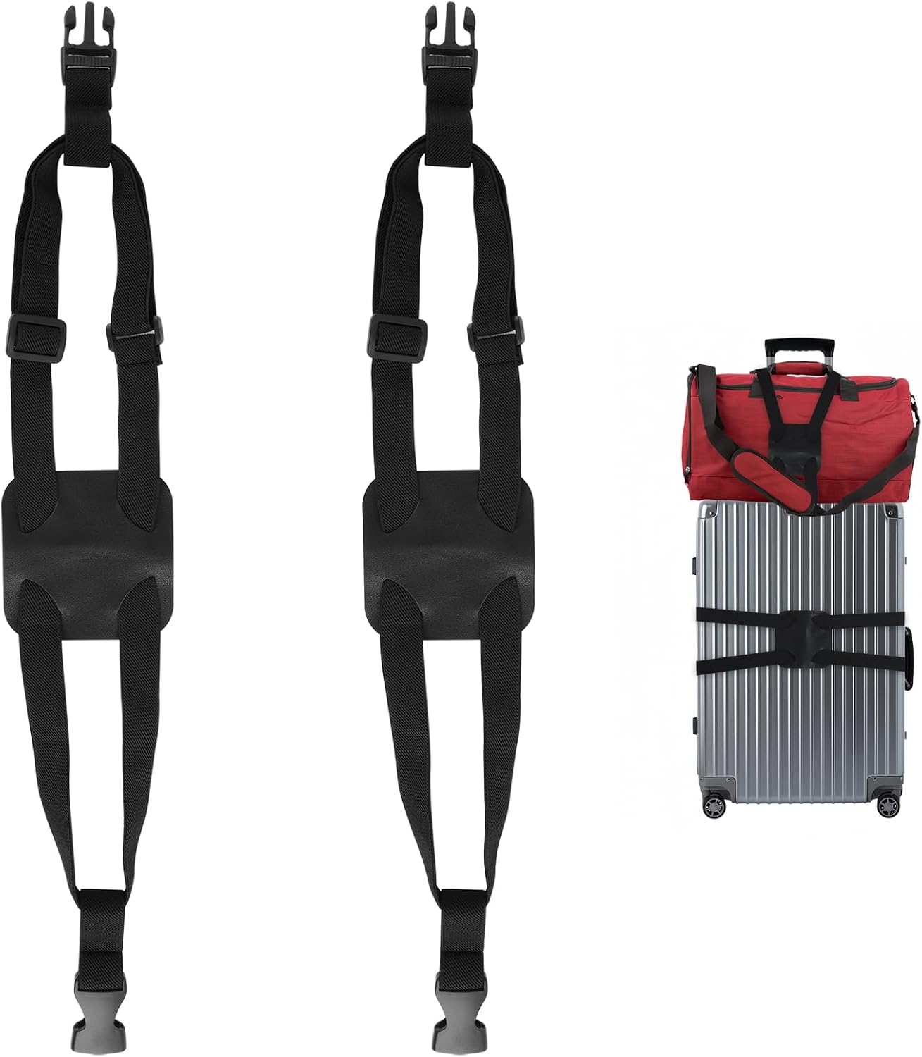Set Aus 2 Elastischen Gepäckgurten, Robusten Schnallen, Leicht Verstellbar, Geeignet Zum Sichern Von Koffern Und Taschen, Dezente Graue Farbe, Perfekt Geeignet Für Reisen Und Transport.
