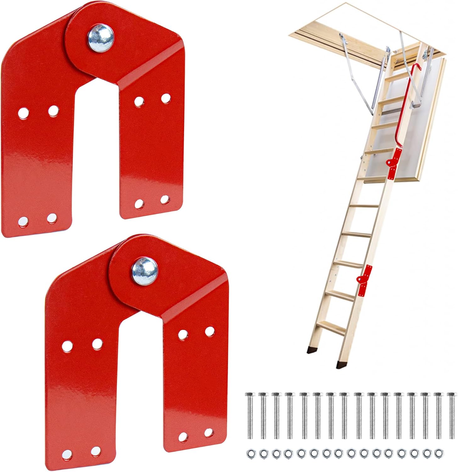 Set Mit 2 Scharnieren Für Dachbodentreppen, Ersatzteile Für Aluminiumleitern, Renovierungszubehör. Kompatibel Mit Älteren Dachbodentreppen.