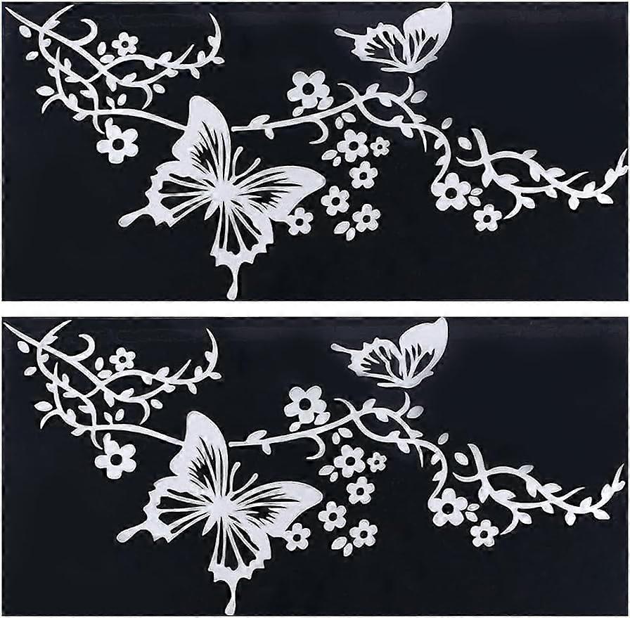 Aufkleberbogen Mit Schmetterlingen Und Blumenmotiven, Schmetterlinge Umarmen Blumen, Reflektierender Autoaufkleber, Wasserfester Aufkleber, Feminine Autoaufkleber [nx]