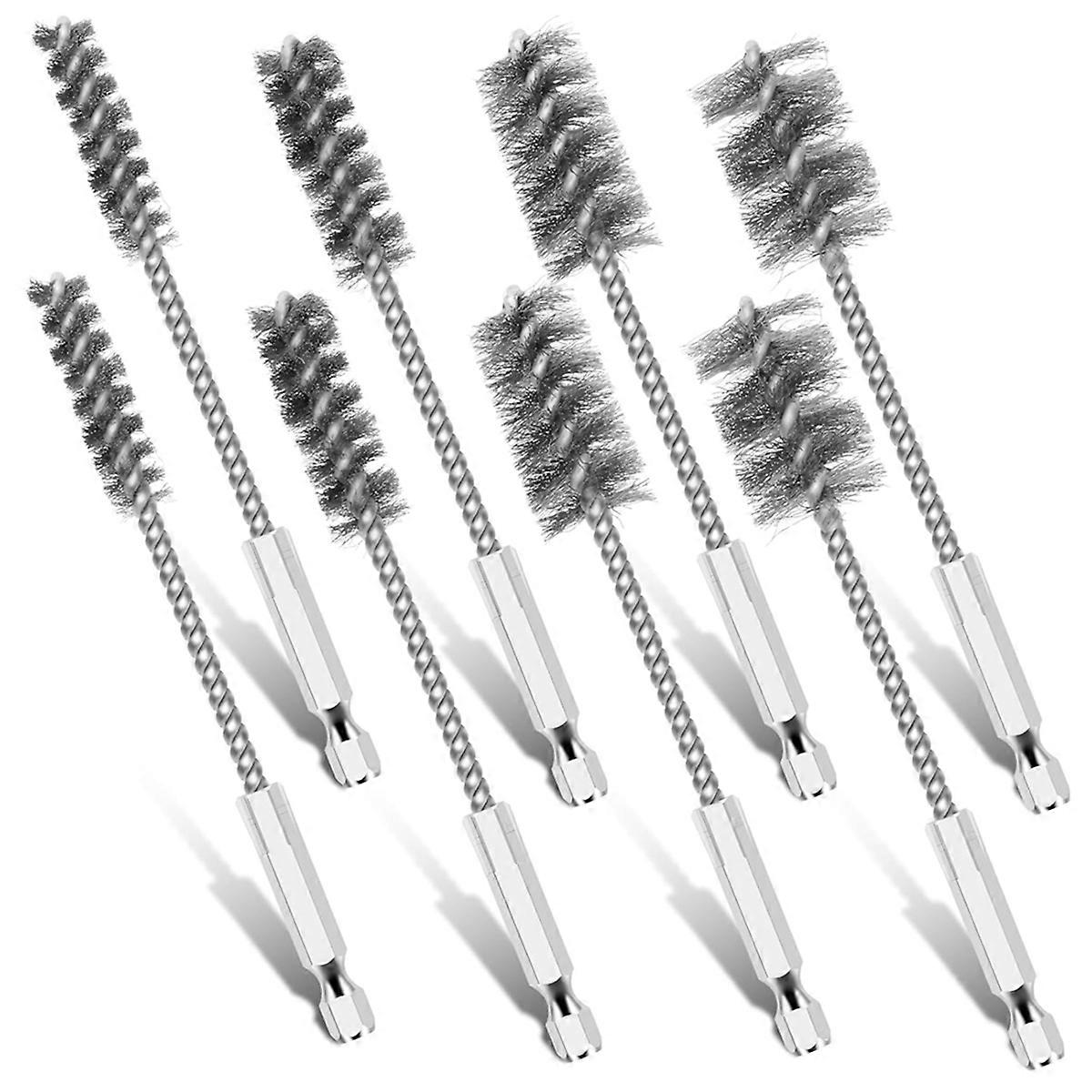 Set Mit 8 Edelstahlbürsten, Langlebige Reinigungsbürsten Mit Sechseckigem Griff, Rostentfernung F[nx]