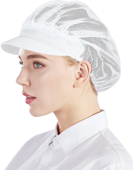 Set Mit 3 Weißen Unisex-kochmützen Aus Netzgewebe, W