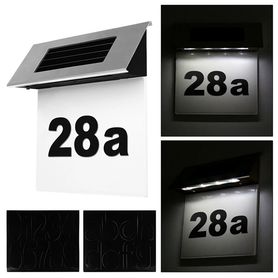 Wasserdichte, Kabellose Türplakette Aus Acryl Mit Hausnummer Von 1 Bis 9999. Geeignet Für Häuser, Briefkästen, Straßen Und Gärten. Vier Weiße Leds Leuchten Bei Tageslicht.