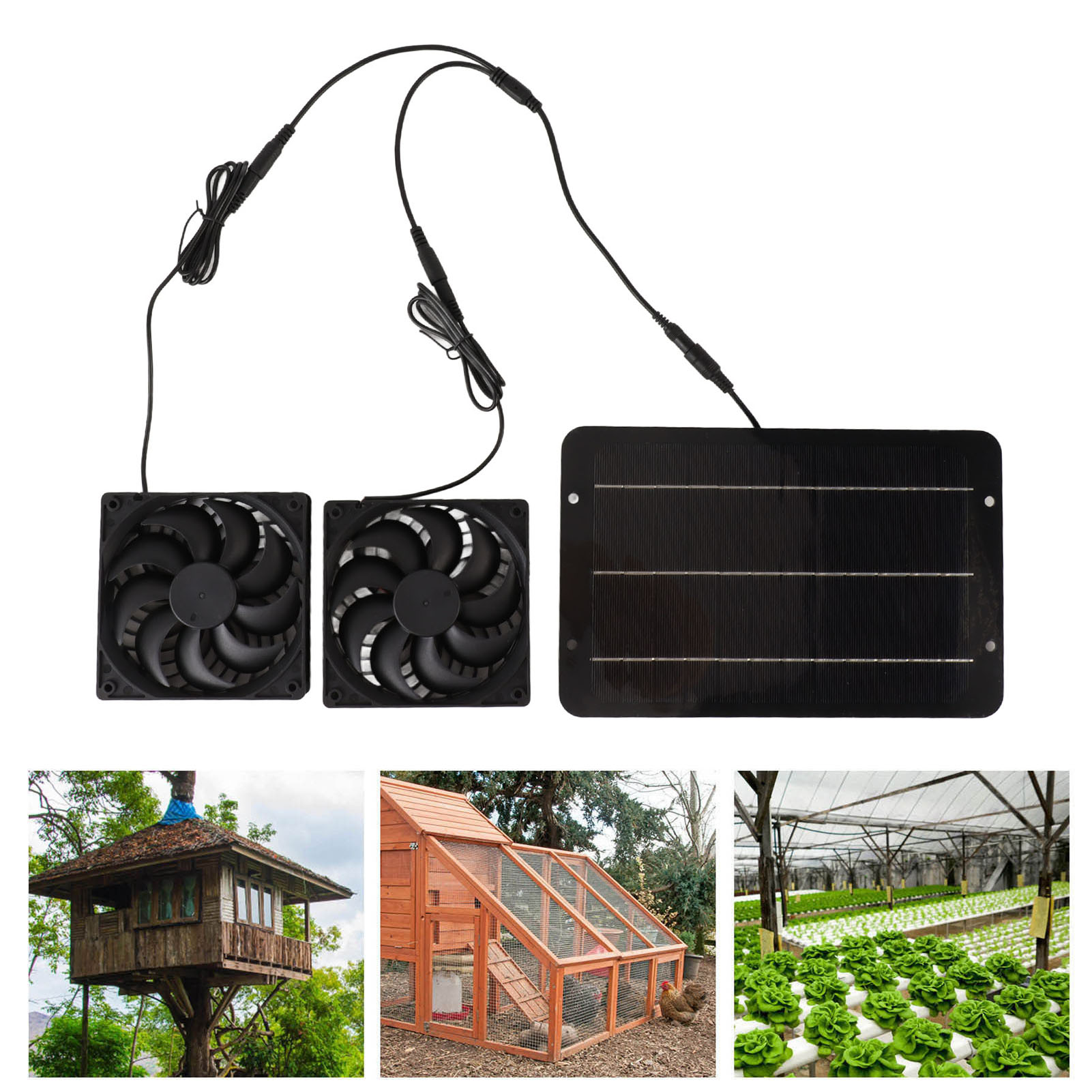 Gewächshaus-belüftungsset, Solarbetriebener Ventilator Mit Verlängerter Lebensdauer Und 20% Wirkungsgrad Monokristallines Solarpanel Für Doppelventilator-design (10w)-xf17-[nx]
