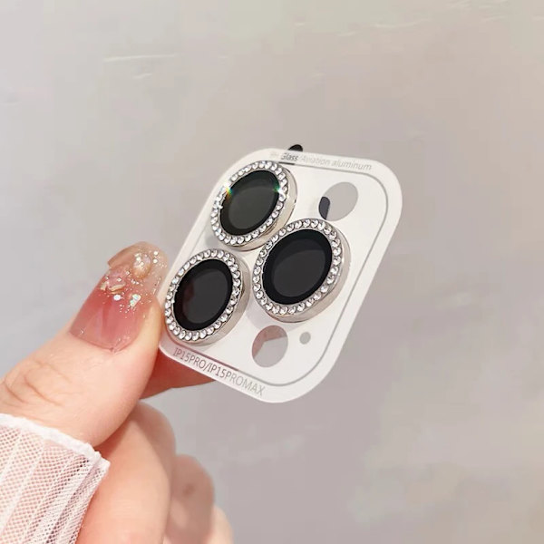 Luxuriöse Diamant-schutzhülle Für Iphone 12 Pro/12 Pro Max – Rückseitenschutz Aus Glas Mit Glitzerring, 3-teilig, Silber Für 12 Pro (3-teilig) [nx]