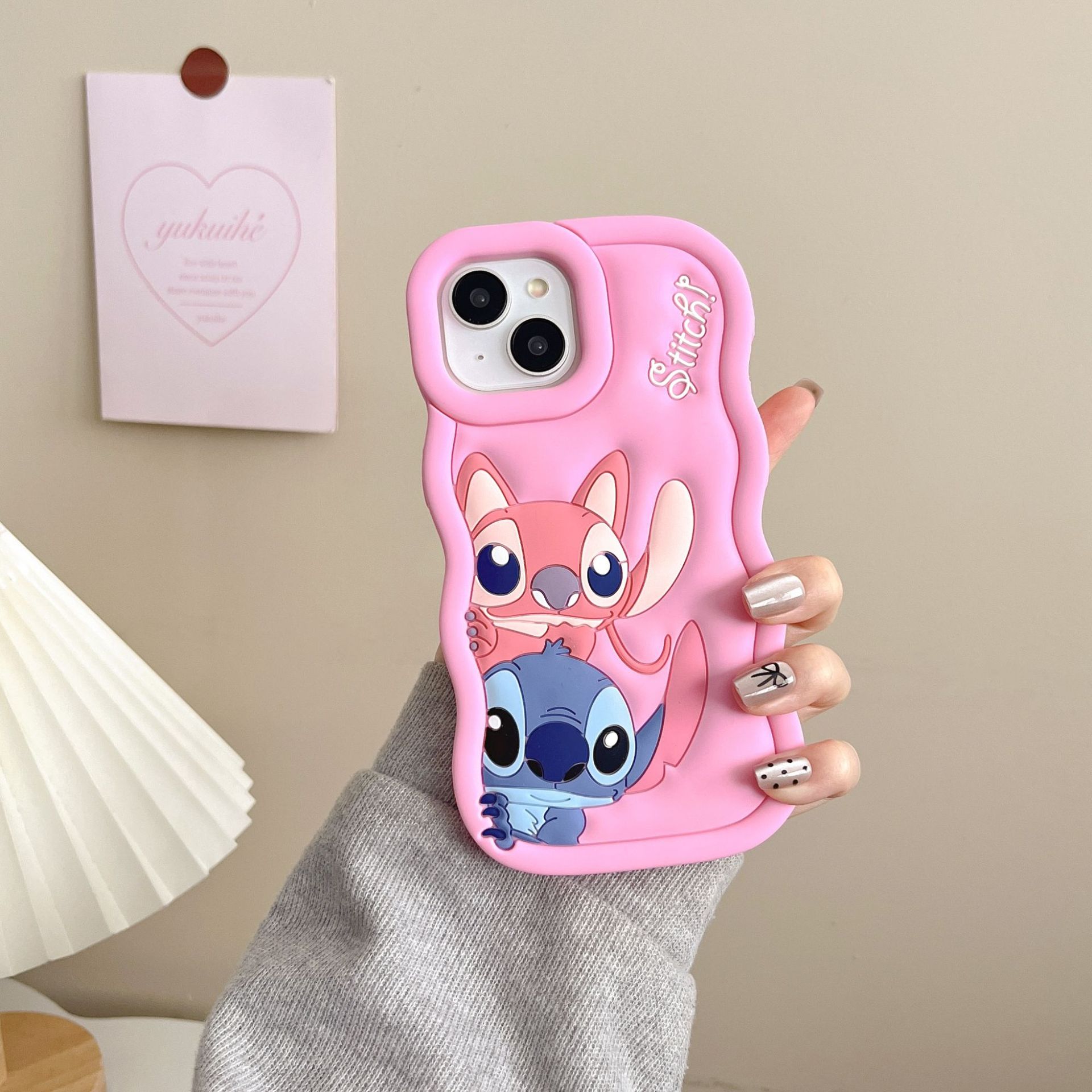 Stitch Silikonhülle – Kompatibel Mit Iphone 14 Pro Max, Dunkelrosa