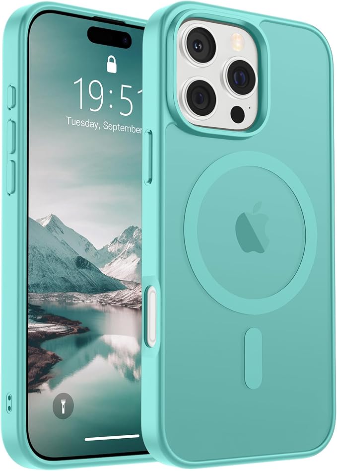 Magnetische Supfine-hülle, Kompatibel Mit Iphone 16 Pro Max, Magsafe-kompatibel, Stoßfest Nach Militärstandard, Fingerabdruckresistente Matte Oberfläche, Türkis