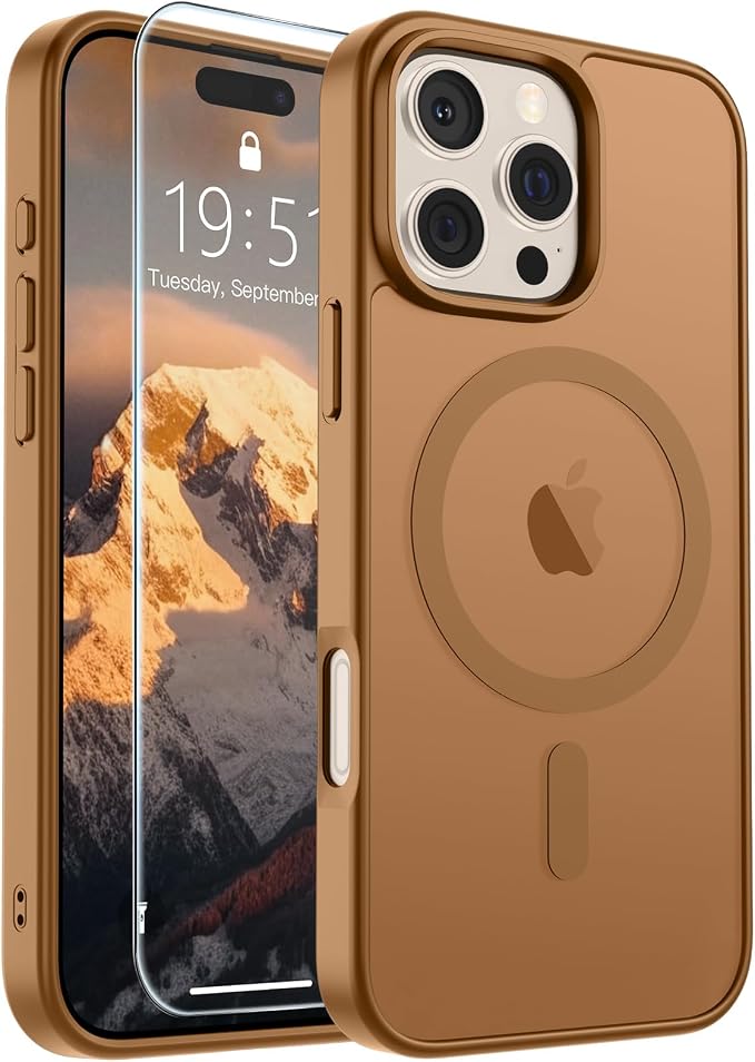 Magnetische Schutzhülle Von Supfine, Kompatibel Mit Iphone 16 Pro Max Und Magsafe, Bietet Stoßschutz Nach Militärstandard, Matte Oberfläche, Anti-fingerprint, Braun.