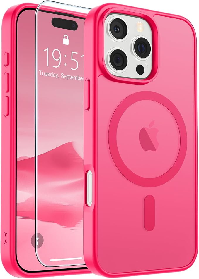 Magnetische Hülle Von Supfine, Kompatibel Mit Iphone 16 Pro Max, Magsafe-kompatibel, Fallschutz Nach Militärstandard, Matte Oberfläche, Anti-fingerprint, Fuchsia-pink.