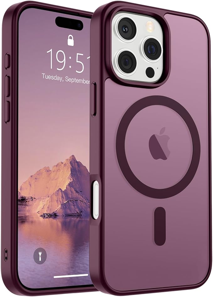 Magnetische Supfine-hülle, Kompatibel Mit Iphone 16 Pro Max Und Magsafe, Stoßschutz Nach Militärstandard, Matte Oberfläche, Anti-fingerprint, Burgunderrote Farbe.