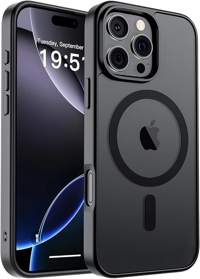 Magnetische Supfine-hülle, Kompatibel Mit Iphone 16 Pro, Magsafe-kompatibel, Stoßfest Nach Militärstandard, Matte, Fingerabdruckresistente Oberfläche, Schwarz