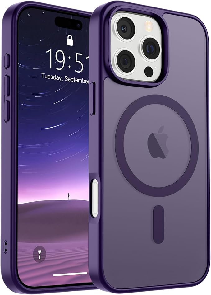 Magnetische Hülle Von Supfine, Kompatibel Mit Iphone 16 Pro Max Und Magsafe, Bietet Stoßschutz Nach Militärstandard, Matte Oberfläche, Anti-fingerprint, Dunkelviolett.