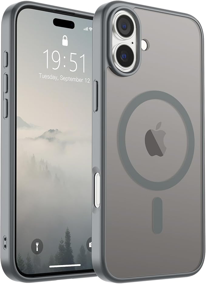 Magnetische Schutzhülle Von Supfine, Kompatibel Mit Iphone 16 Plus Und Magsafe, Dünn, Transparent, Matt, Stoßfest Und Fingerabdruckresistent, Grau.