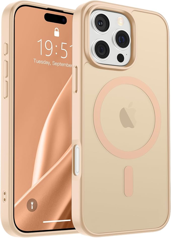 Magnetische Supfine-hülle, Kompatibel Mit Iphone 16 Pro Und Magsafe, Stoßfester Schutz Nach Militärstandard, Fingerabdruckresistente, Matte Oberfläche, Sandrosa