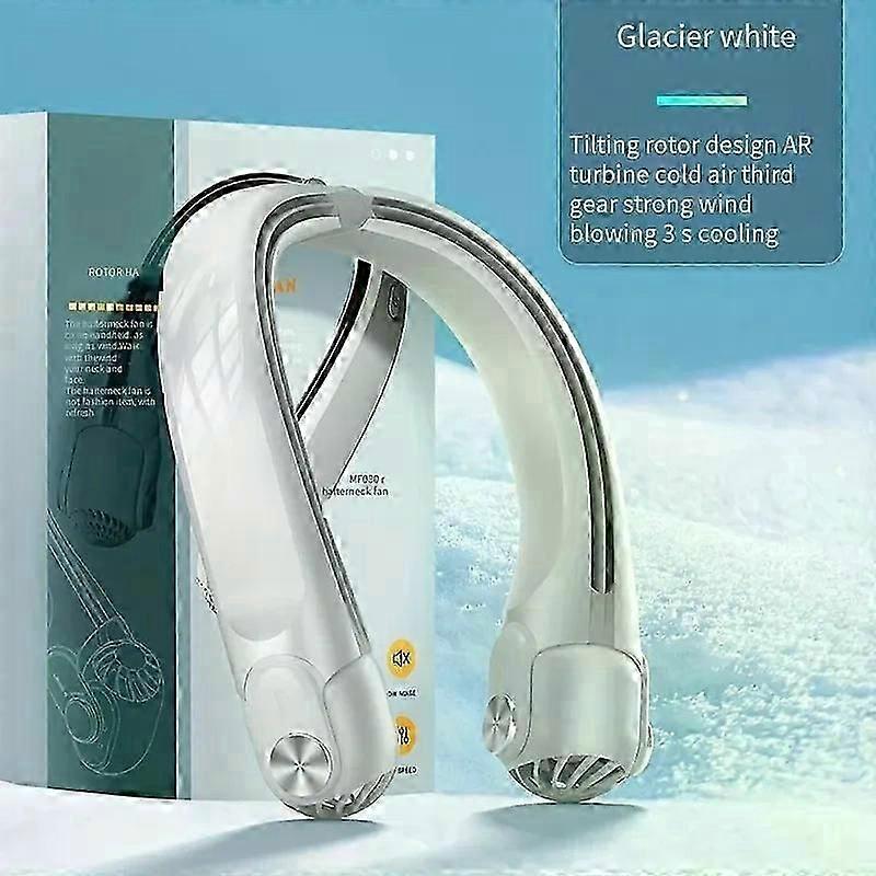 Tragbarer Ventilator Zum Umhängen, Usb-wiederaufladbar, Verstellbarer, Klingenloser Turbinenventilator Mit Nackenband, Ideal Für Den Einsatz Im Freien.