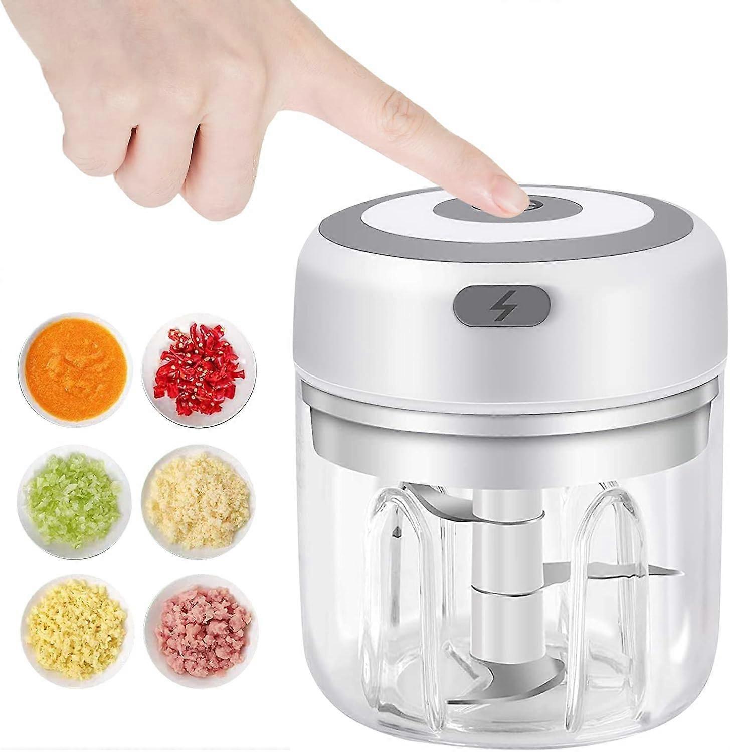Elektrischer Knoblauchzerkleinerer, 250-ml-gemüsezerkleinerer, Zwiebelzerkleinerer, Kleine Tragbare Küchenmaschine – 250 Ml Weiß[nx]