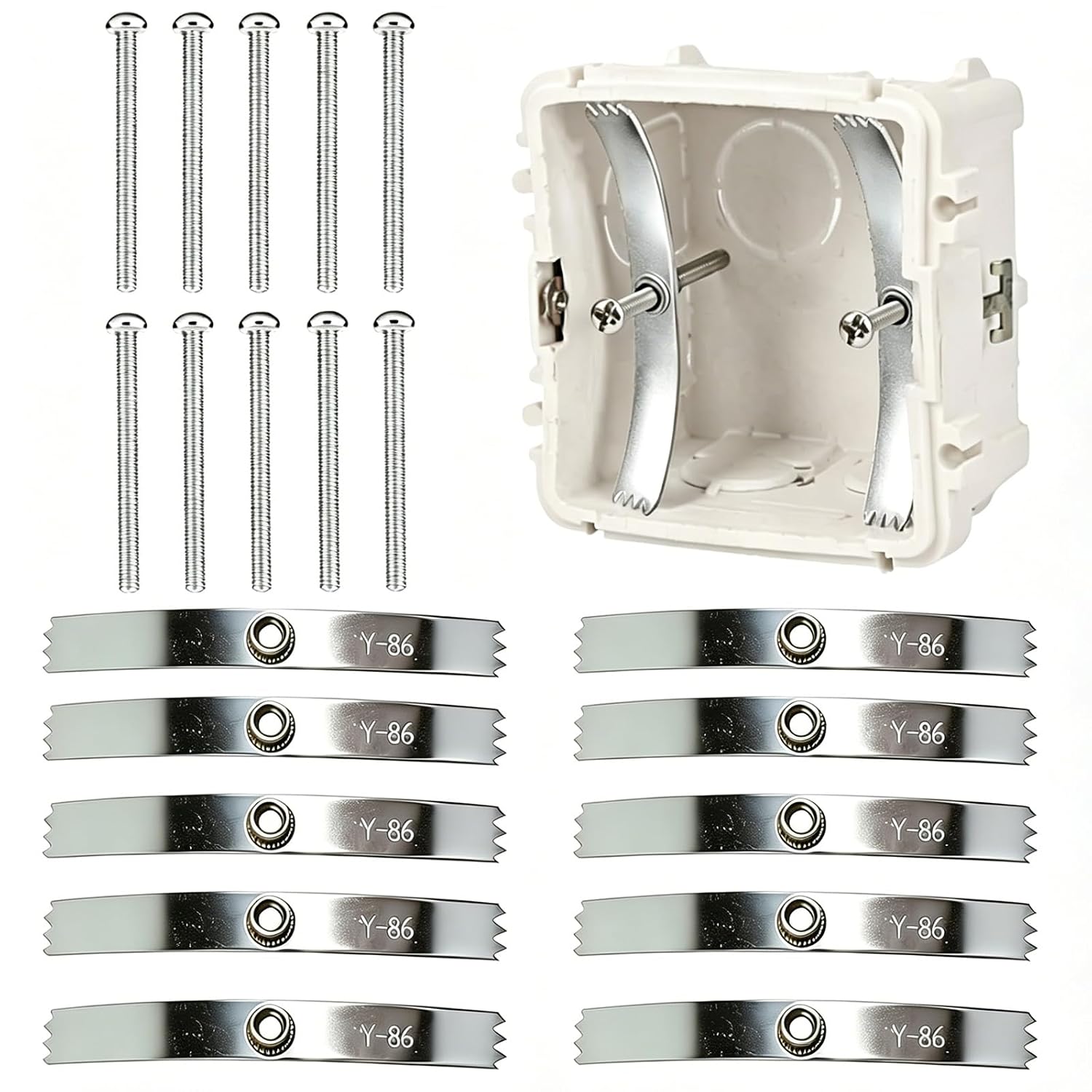 Packung Mit 10 Universellen Reparaturclips, Kompatibel Mit Unterputzdosen Typ 86 Mit Verstellbaren Haltestangen Und Schraubhaken. Geeignet Für Wandsteckdosen/-schalter (silber).
