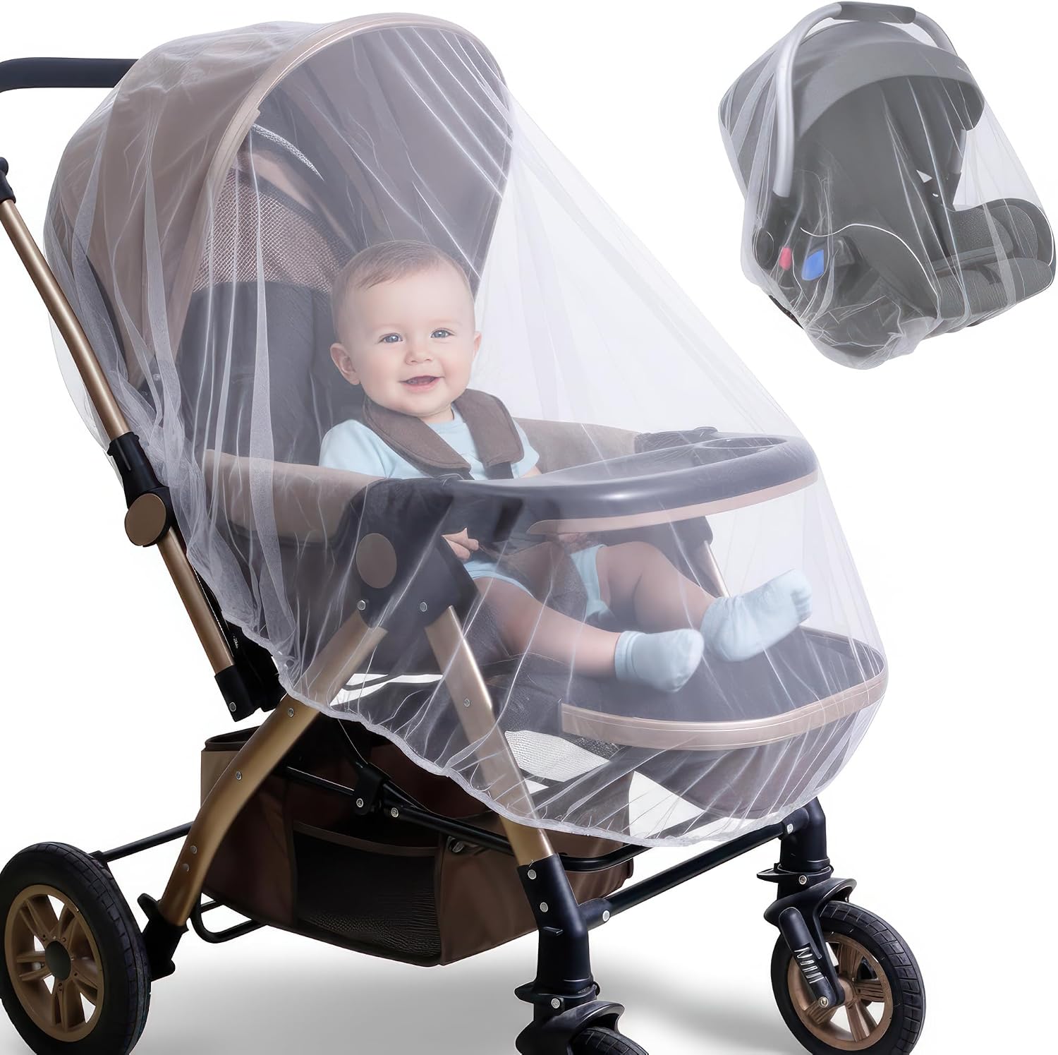 Moskitonetz Kompatibel Mit Kinderwagen, Autositzen Und Babybetten – Optimaler Insektenschutz Kompatibel Mit Kinderwagen, Babytragen Und Laufställen