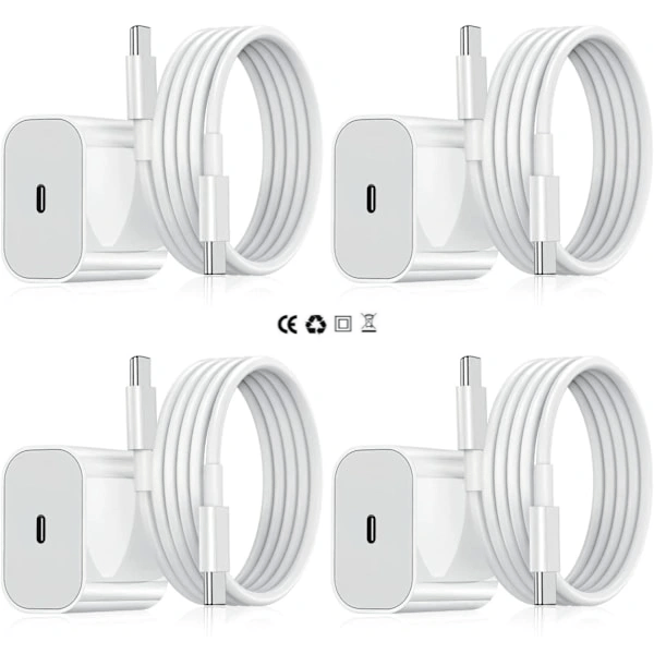 20-w-schnellladegerät, Kompatibel Mit Samsung-netzteilen, Kabel Im Lieferumfang Enthalten, Weiß, 4er-pack