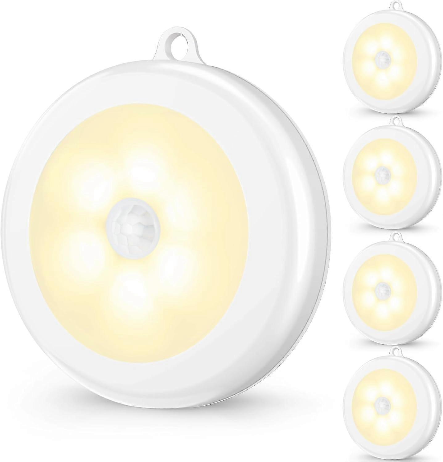 Set Mit 4 Led-nachtlichtern Mit Bewegungsmelder, Kabellos, Batteriebetrieben, Magnetisch Und Selbstklebend, Für Schränke Und Treppen, Sichere Beleuchtung, Kaltweiß.