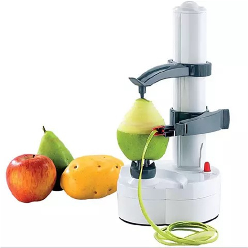 Elektrischer Sparschäler Langlebige Edelstahlklinge Rutschfester Standfuß Leicht Zu Reinigen Obst- Und Gemüseschäler Energiesparender Elektrischer Sparschäler, Weiß, Edelstahl, Kunststoff