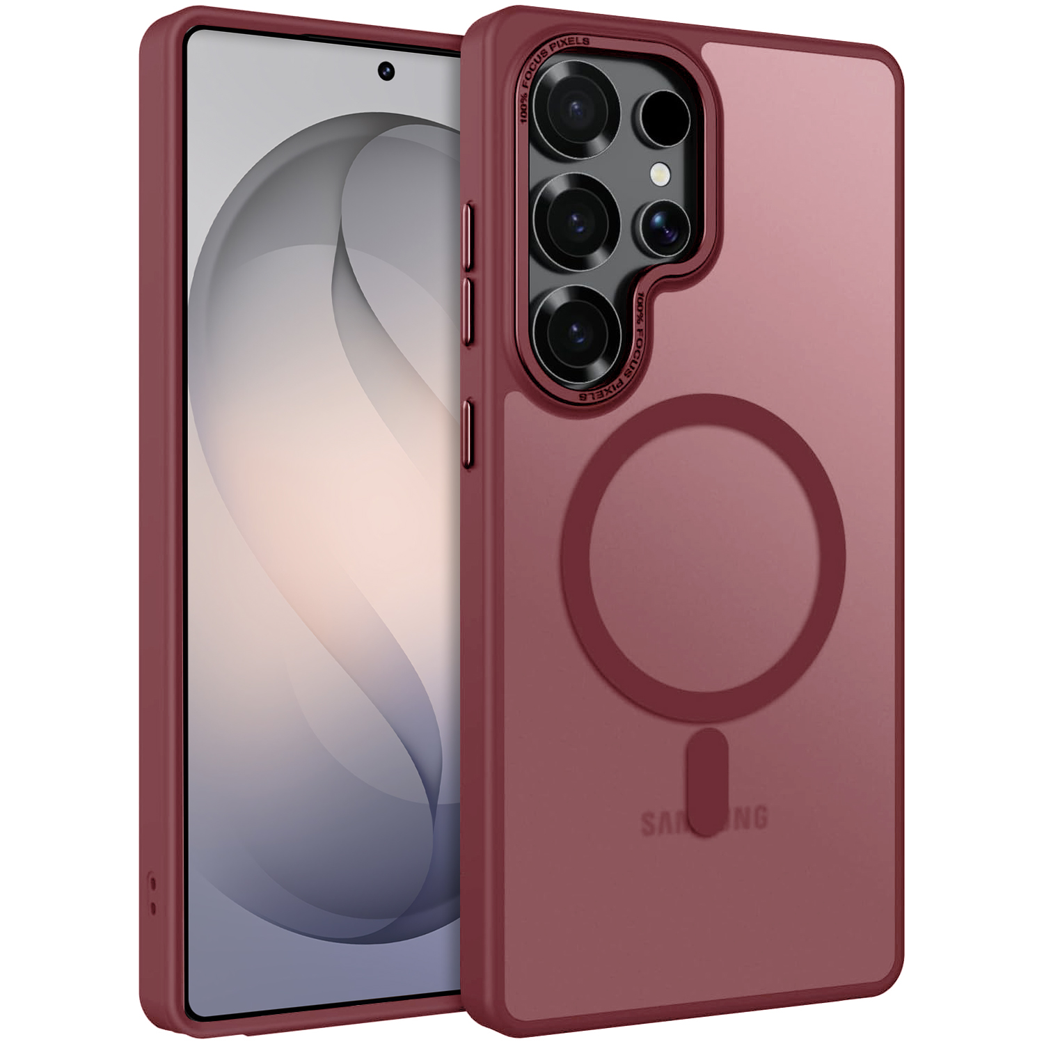 Samsung S26 Ultra Hülle – Mattierte Magnethülle – Burgunderrot