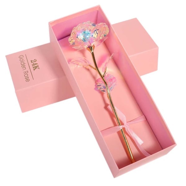 Eine Mit Diamanten Besetzte, 24-karätig Vergoldete Rose, Präsentiert In Einer Goldenen Geschenkbox.