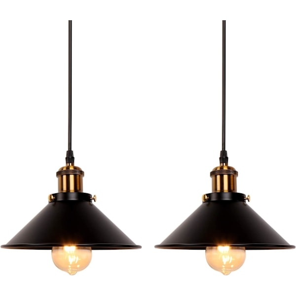 Zwei Sets Von Retro-industrie-pendelleuchten Aus Schwarzem Eisen, Ideal Für Küche, Bar Oder Balkon - Perfect[nx]