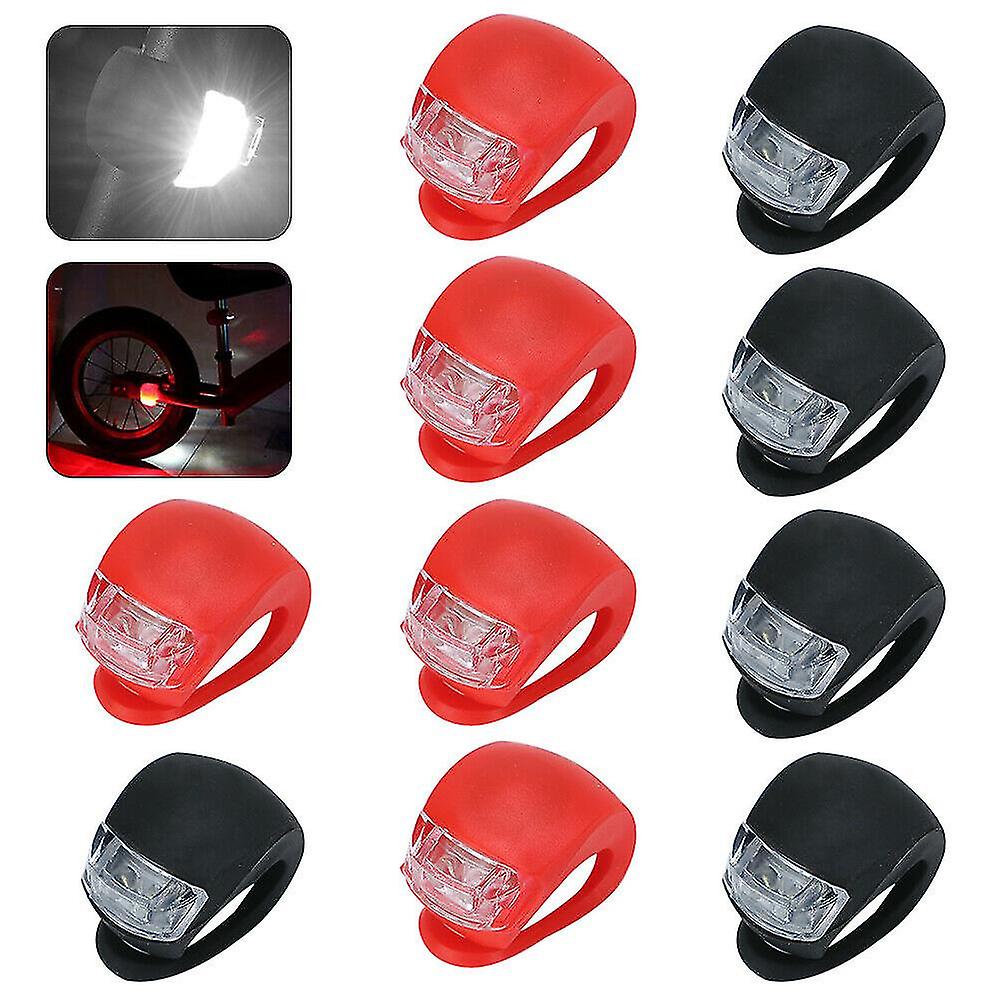 Packung Mit 10 Silikon-led-fahrradlichtern (vorne, Hinten, Rad).
