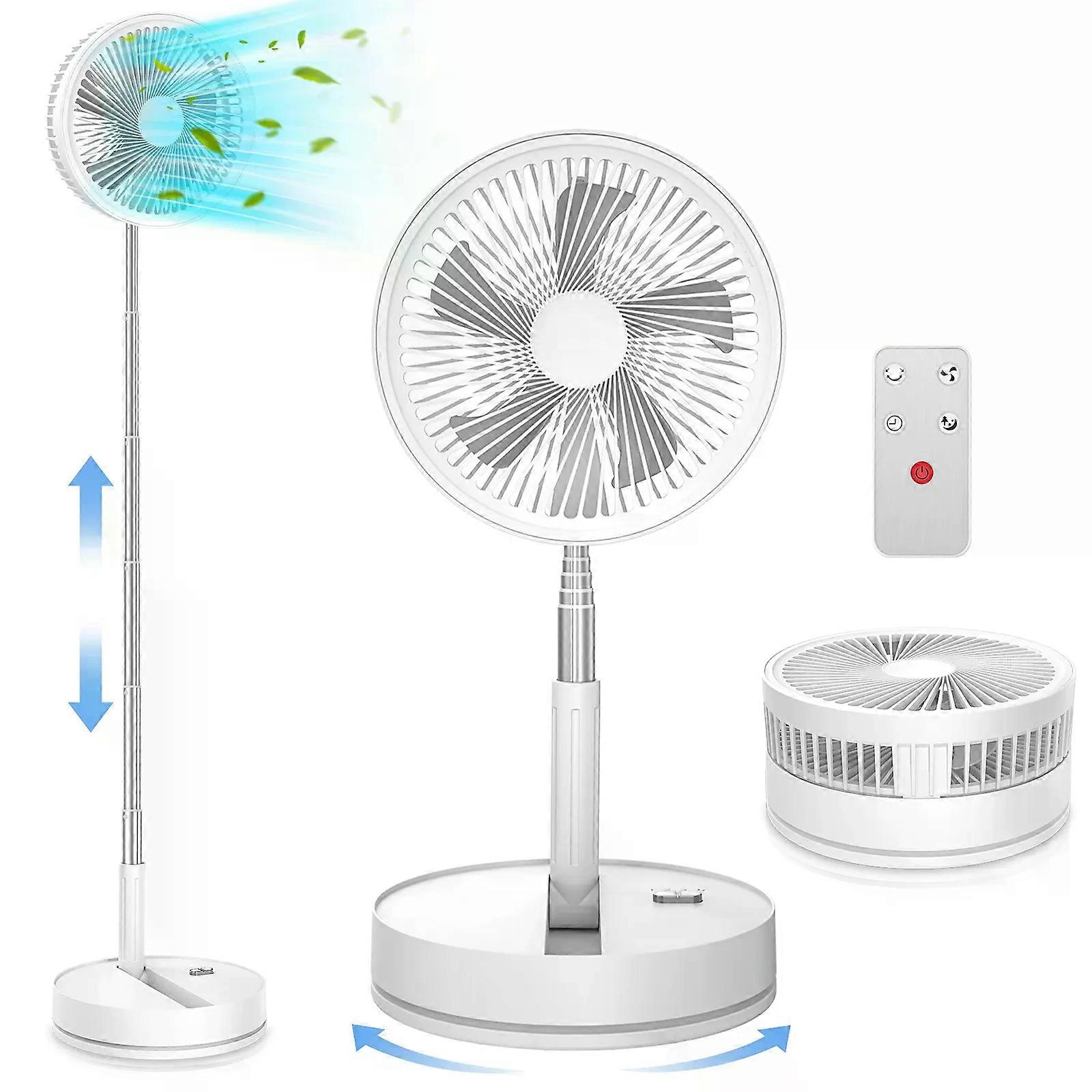 Wiederaufladbarer Usb-ventilator, 7200 Mah, 4 Einstellbare Geschwindigkeitsstufen, Tragbar, Faltbar, Teleskopierbar, Leise, Mit Fernbedienung [nx]