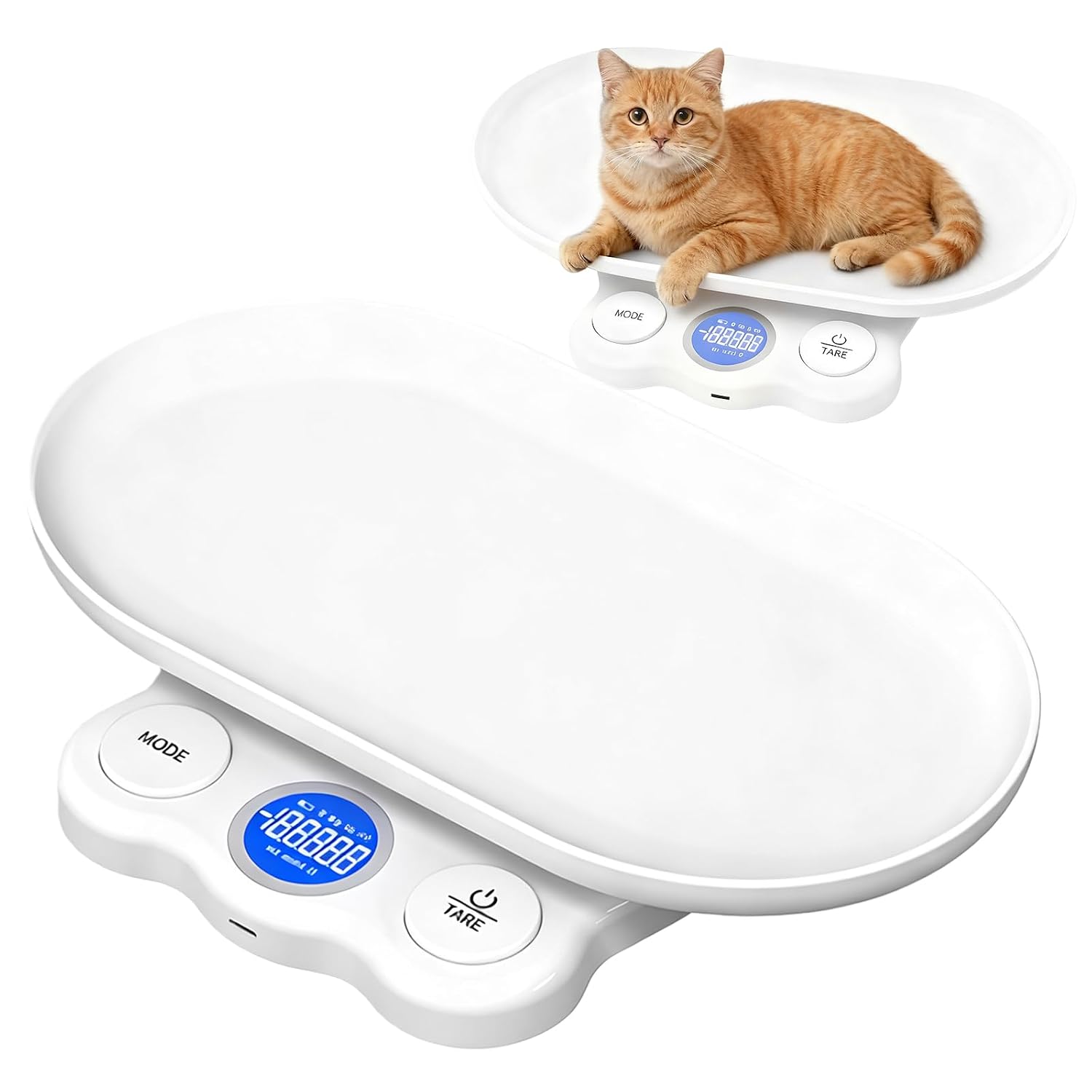 Digitale Tierwaage Für Kleintiere Bis 15 Kg Mit 4 Wiegemodi (g/kg/lb/st/lb), Wiederaufladbar, Ideal Für Katzen Und Andere Haustiere. Auch Für Die Küche Geeignet.