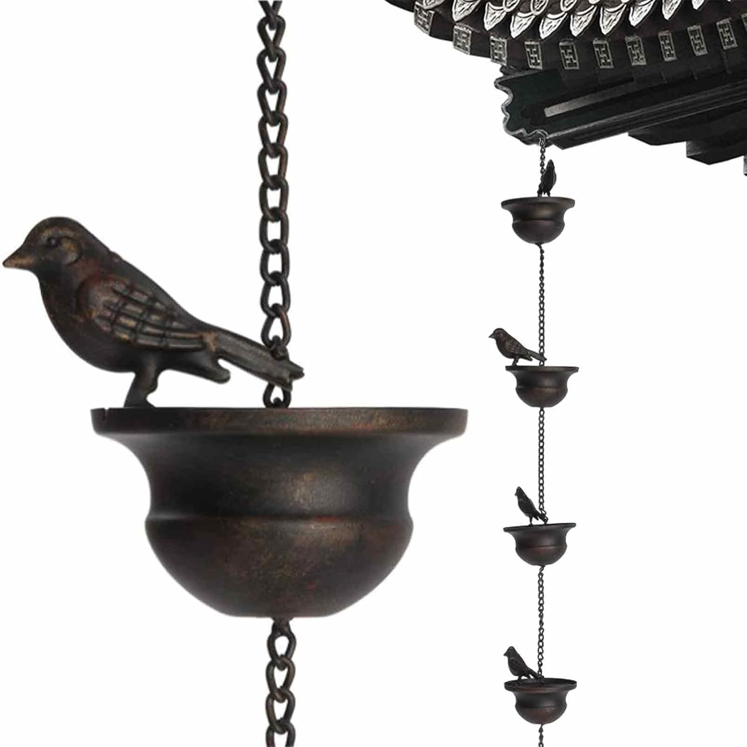 Regenkette Kompatibel Mit Dachrinnen, Dekorative Regenkette, Metall-regenkette Kompatibel Mit Dachrinnen, Regenkette Mit 8 Vögeln, Regenkette Kompatibel Mit Gartenornamenten