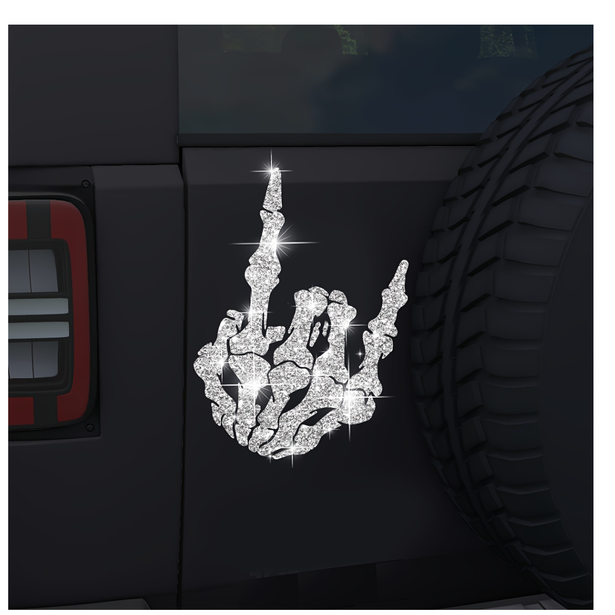 Skull Rock Bling Autoaufkleber: Ideal Für Autofenster, Motorräder Und Laptops, Blinkendes Design Für Einen Auffälligen Look, Silberne Farbe [nx]