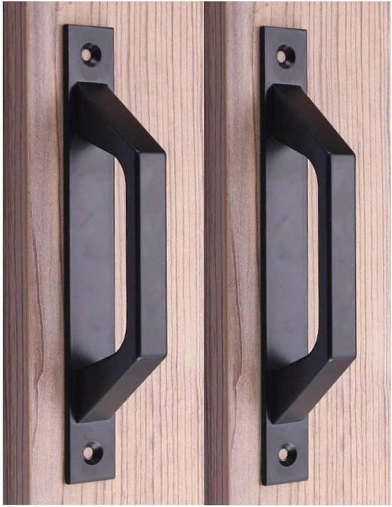 19,6 Cm Türgriff Aus Holz Für Stalltüren, Schiebetürgriff Aus Kohlenstoffstahl (d Schwarz) [nx]